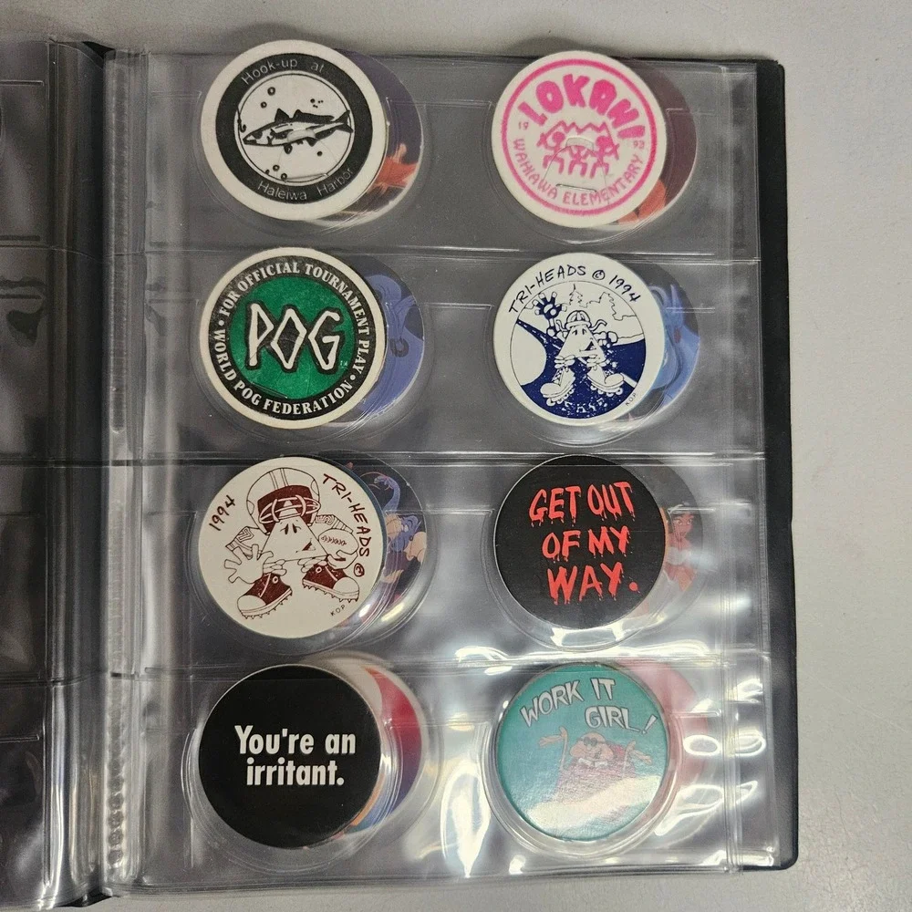 Vintage 90s Pogs Milkcap Collection Hawaii Lot Binders Slammers Disney NASA Trov